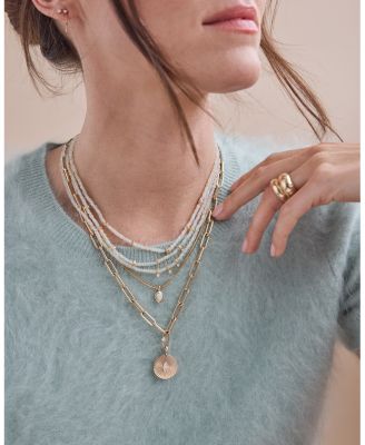 14K Yellow Gold Fire Opal Rondelle Bead Necklace with Diamonds, 0.11 tcw