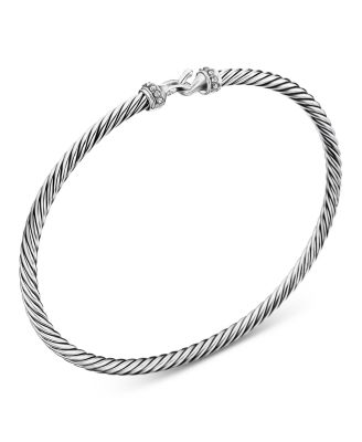 Cable Buckle Bracelet with Diamonds, 3mm