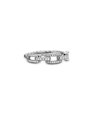 David Yurman - 8K White Gold Stax Diamond Link Statement Ring