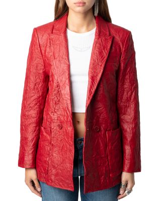 Visko Cuir Froisse Leather Blazer