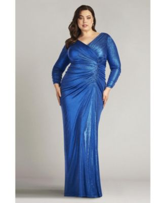 Plus Voll Draped Metallic Jersey Gown