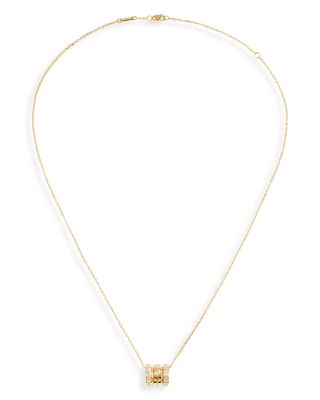 18K Yellow Gold Pulse Diamond Triple Row Pendant Necklace, 17.72"