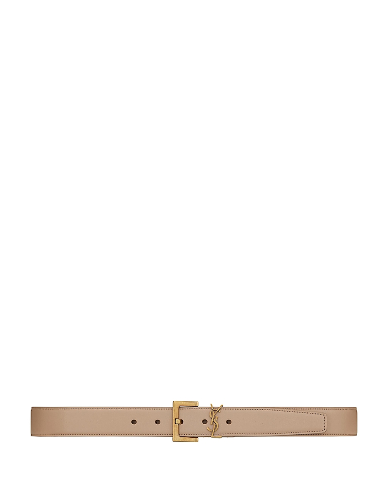 Saint Laurent Cassandre Belt with Square Buckle in Shiny Box Saint Laurent Leather