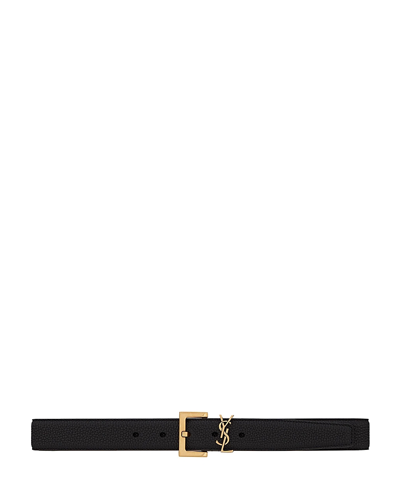 Saint Laurent Cassandre Belt with Square Buckle in Shiny Box Saint Laurent Leather