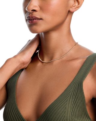 14K Yellow Gold Lab Grown Diamond Tennis Necklace, 16"