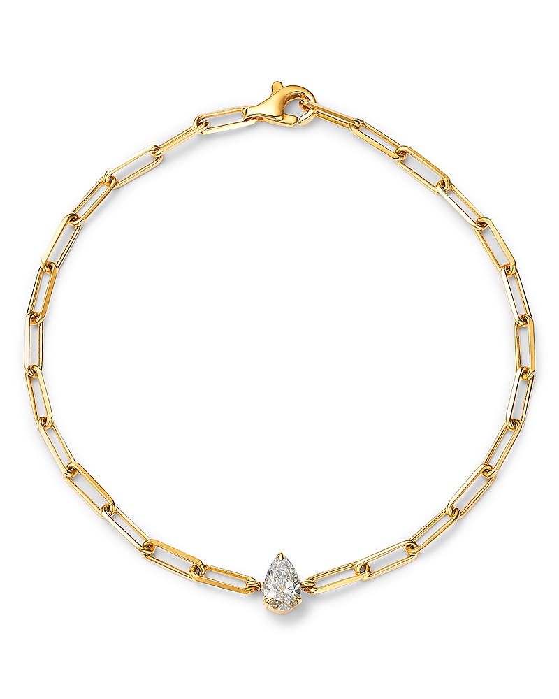 Moon & Meadow Lumeniri 14k Yellow Gold Pear Lab Grown Diamond Paperclip Bracelet In Gold
