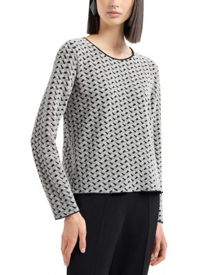 Emporio Armani - Velvet Jersey Top with Geometric Motif