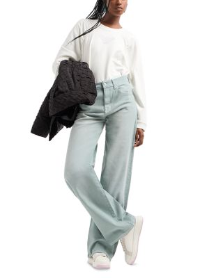 High Rise Straight Leg Jeans in Light Green