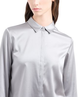 Button Up Shirt in Stretch Silk
