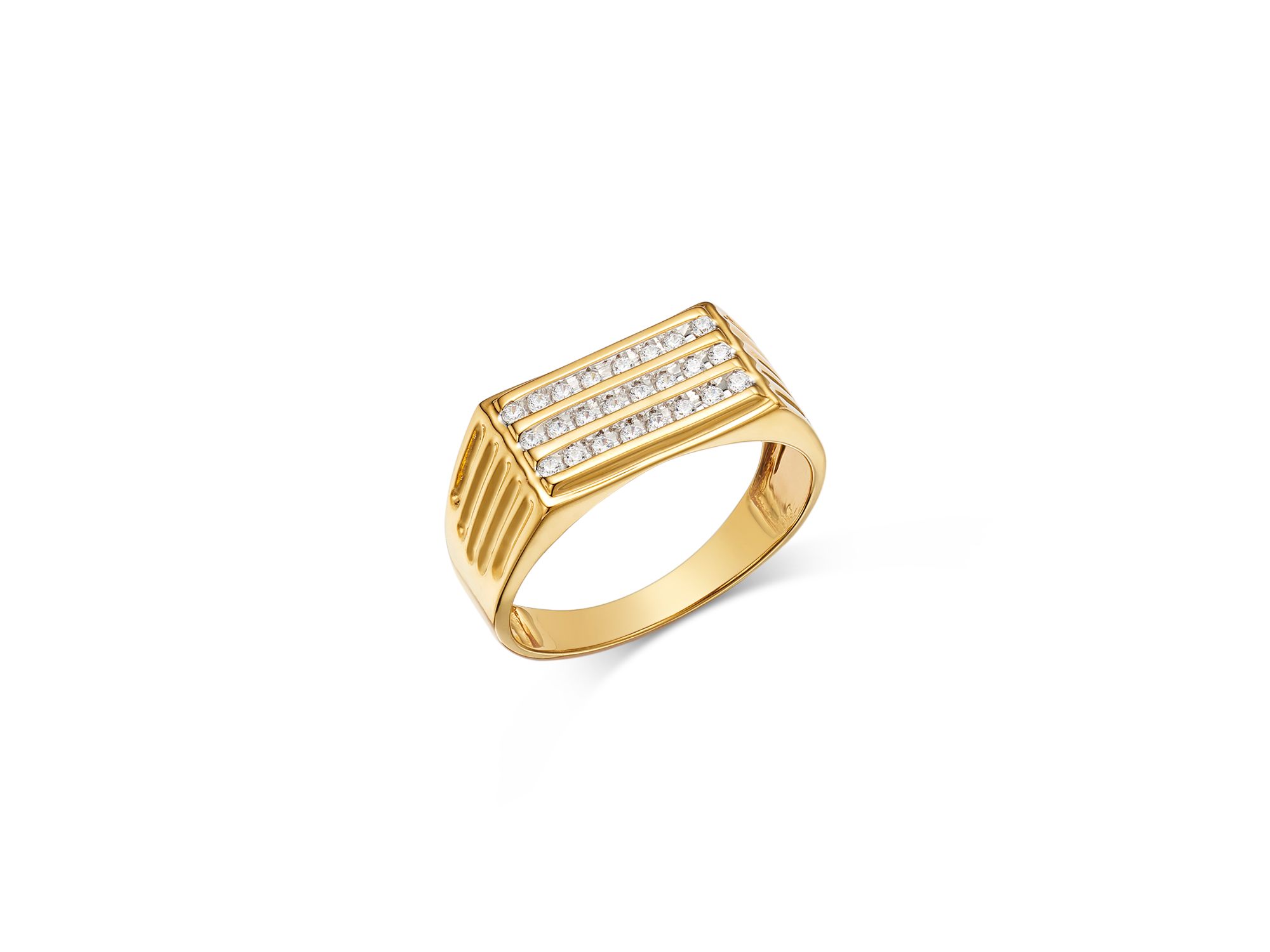 Men's Three Row Ring in 14K Yellow , 0.25 tcw - Image 1