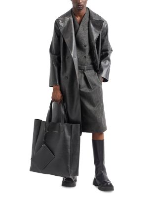 Wool Heavy Moulin&eacute; Chevron Jacquard Oversized Fit Pleated Bermuda Shorts