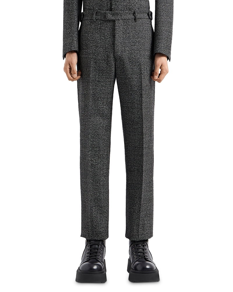 Emporio Armani Wool Grisaille Regular Fit Pants In Dark Grey