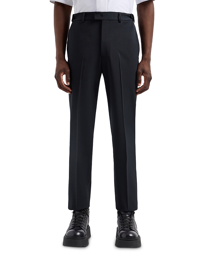 Emporio Armani Technical Stretch Gabardine Regular Fit Pants In Navy