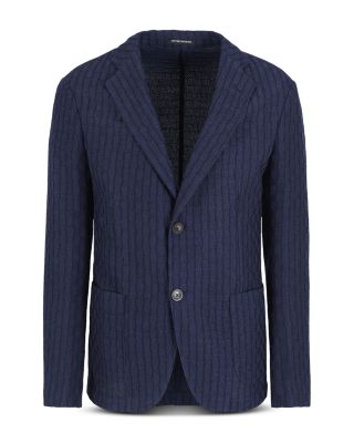 Modern Fit Geometric Patterned Bonded Knit Wool Blazer