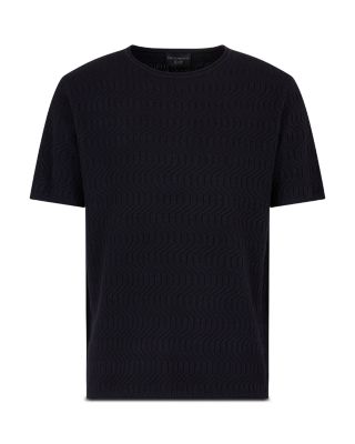Virgin Wool Allover Geometric Jacquard Motif T Shirt