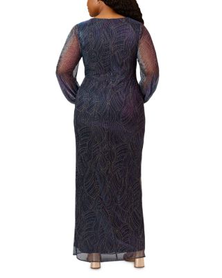 Plus Size Metallic Mesh Gown