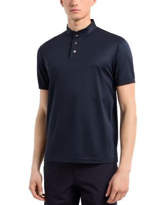 Emporio Armani - Jersey Knit Regular Fit Band Collar Polo Shirt