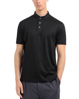 Emporio Armani - Jersey Knit Regular Fit Band Collar Polo Shirt