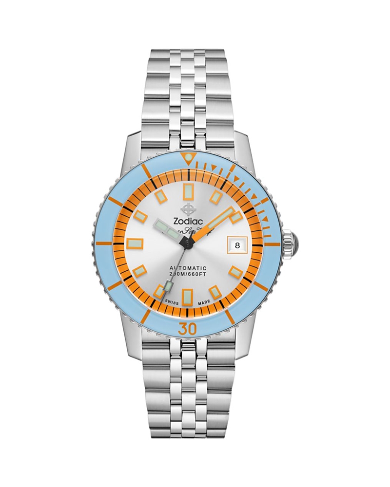 Zodiac Men's Super Sea Wolf Stainless Steel Compression Automatic Watch In Silver