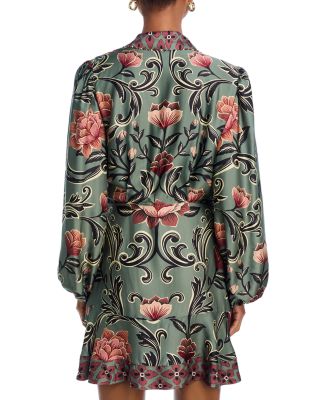 slim fit dress slacks Jadee Long Sleeve Mini Dress Green Burnout
