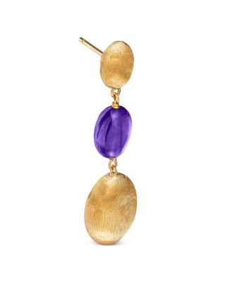 18K Yellow Gold Siviglia Color Amethyst Three Oval Drop Earrings - Exclusive