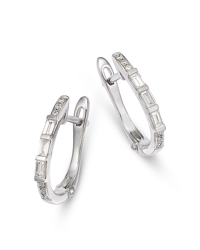 Bloomingdale's Fine Collection 14k White Gold Diamond Huggie Hoop Earrings, 0.25 Ct. T. W. In White