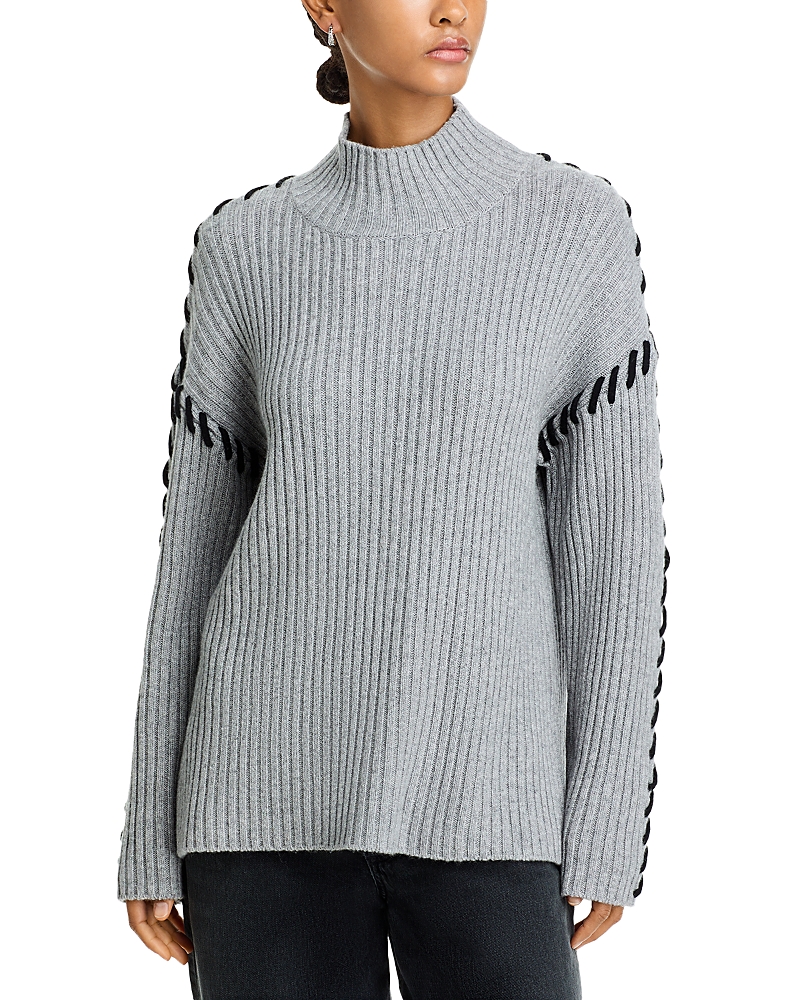 Rails Liam Laced Mock-neck Sweater In Heather Grey
