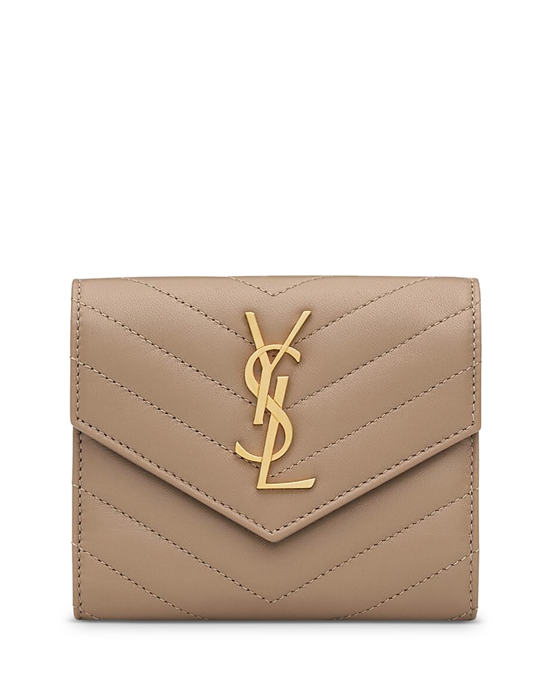 Saint Laurent Monogram Small Envelope Quilted Leather Wallet