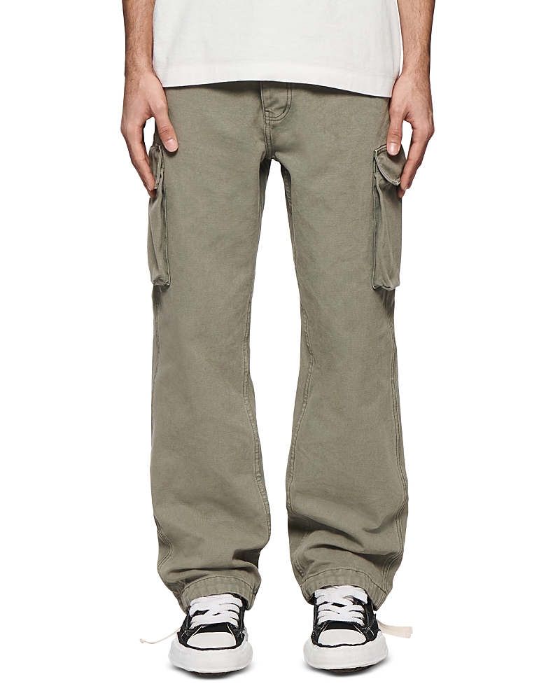 Purple Brand Wide Leg Cotton Canvas Cargo Pants In Green