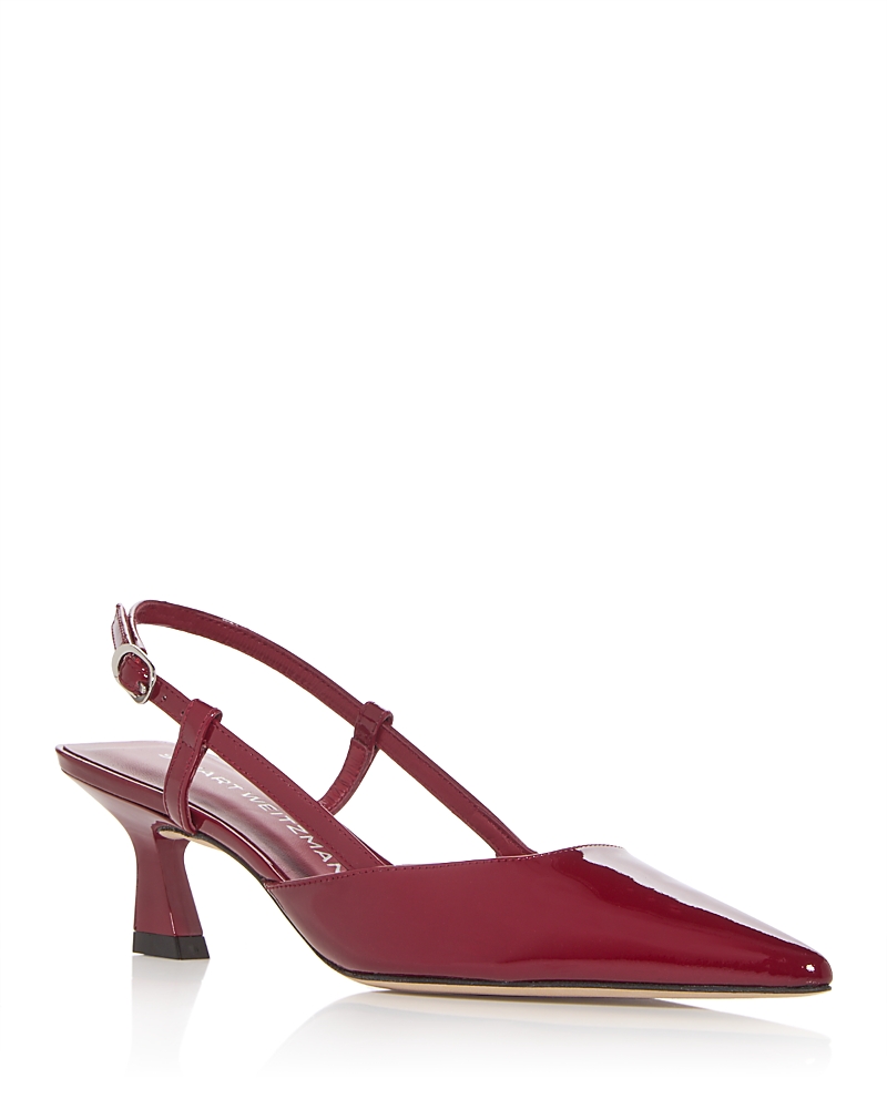 Stuart Weitzman Vinnie 50 Patent Leather Slingback Pumps In Rioja