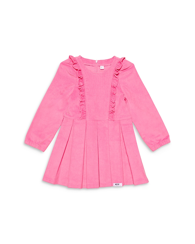 Worthy Threads Girls' Long Sleeve Ruffle Dress In Pink Corduroy - Little Kid In Pink