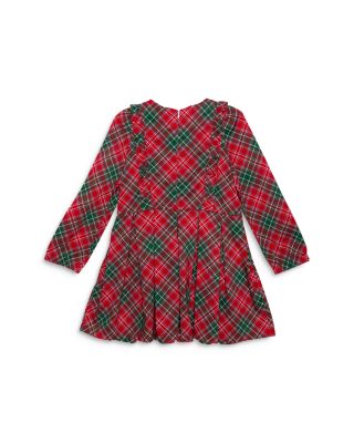 Girls' Long Sleeve Ruffle Dress in Holiday Plaid - Little Kid