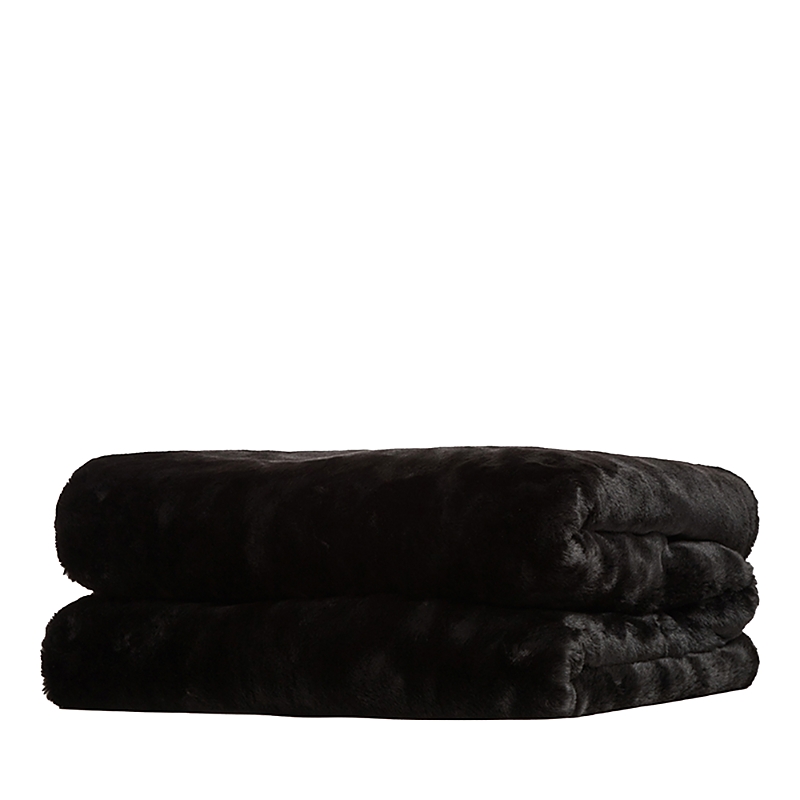 Apparis Jumbo Brady Faux Fur Throw Blanket In Noir