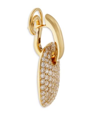 18K Yellow Gold Pav&eacute; Diamond Rectangular Drop Earrings - Exclusive