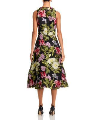 Floral Jacquard A Line Dress