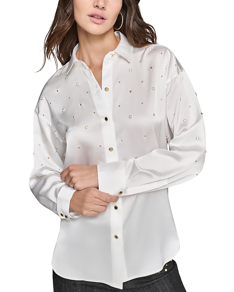 Karl Lagerfeld Studded Blouse In Soft White