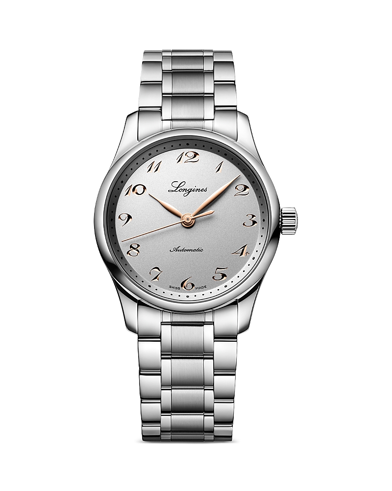 Longines Master Watch, 34mm In Silver/silver