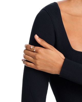 Diamond Floral Spiral Ring in 14K Yellow Gold, 0.46 tcw