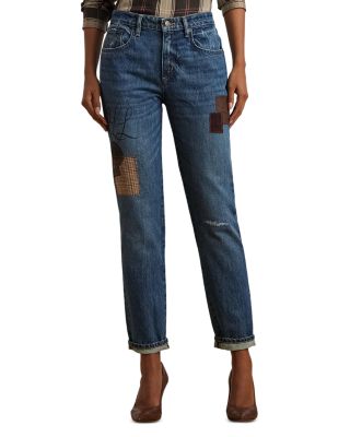 Ralph Lauren - High Rise Straight Leg Patch Jeans in Blue