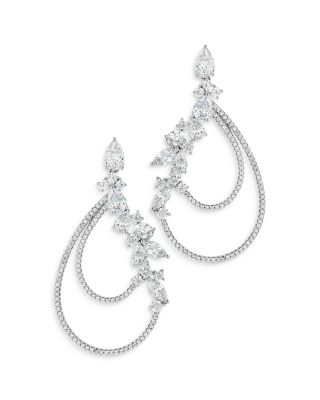 Sterling Forever Dakota Cubic Zirconia Open Drop Earrings in Rhodium Plated
