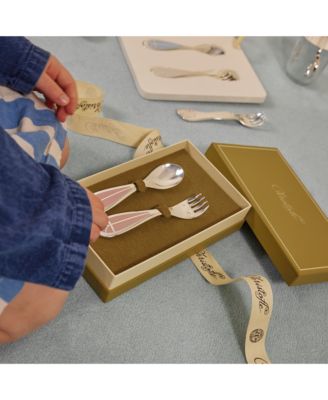 Talisman Silverplated, Rose Quartz Flatware Set for Baby (Fork and Spoon)