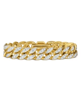 David Yurman - Curb Chain Bracelet in 18K Yellow Gold with Diamonds, 11.5mm