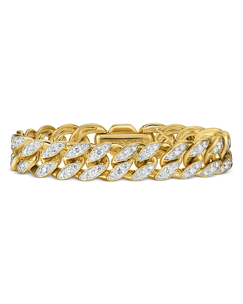 David Yurman Curb Chain Bracelet in 18K Yellow Gold with Diamonds, 11.5mm