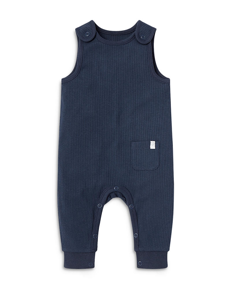 Shop Mori Unisex Ribbed Romper - Baby In Navy