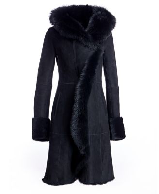 Hooded Shearling Coat