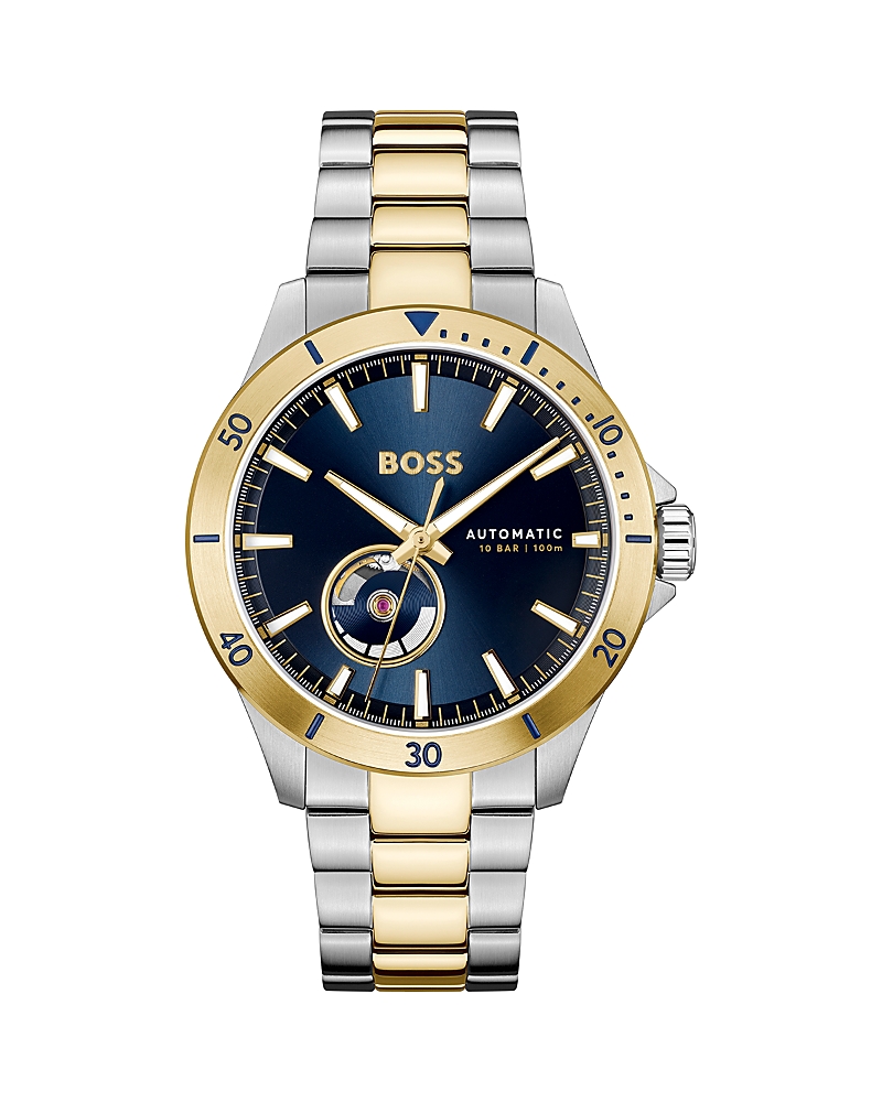 Hugo Boss Troper Automatic Watch, 43mm In Blue/two-tone