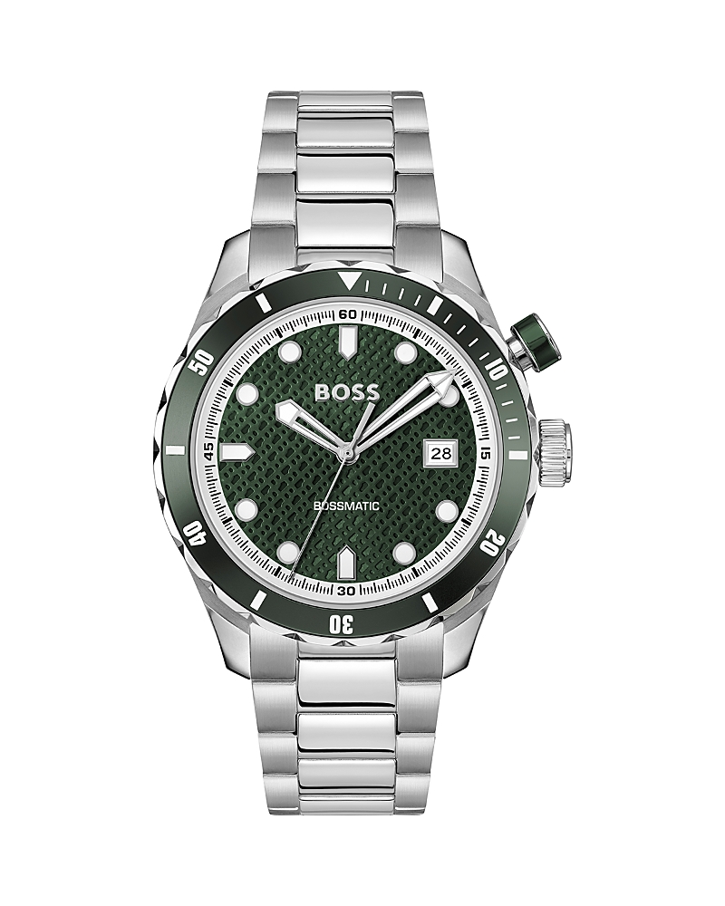 Hugo Boss Men's Bossmatic Silver Stainless Steel Watch, 42mm In Green/silver
