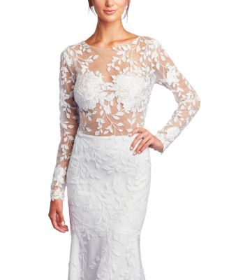 Holden Long-Sleeve Illusion Gown
