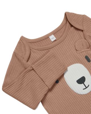 Unisex Ribbed Bear Face Long Sleeve Bodysuit - Baby