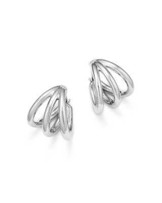Bloomingdale's Fine Collection Triple Tube Huggie Hoop Earrings in Sterling Silver - Exclusive
